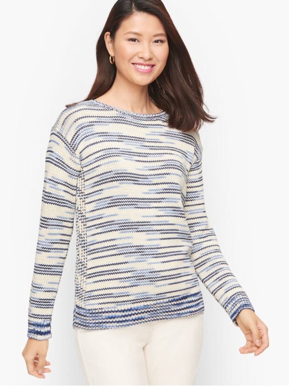 NWT Talbots Space Dye Open Neck Sweater Size L
